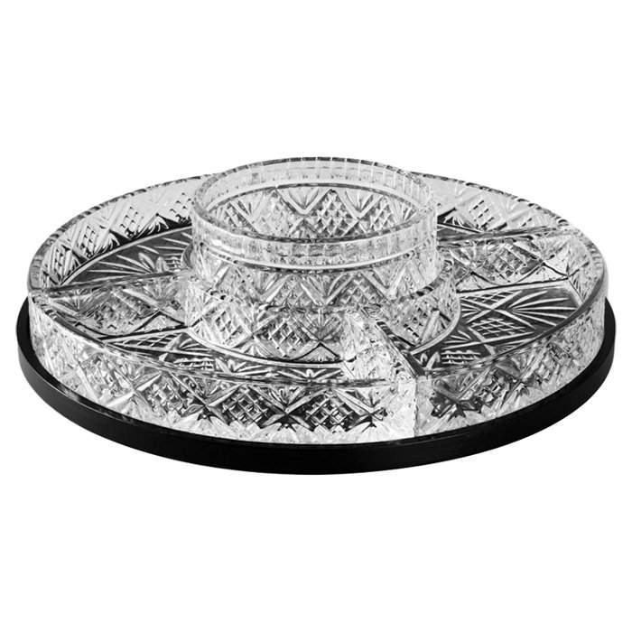Godinger Silver Art Co Dublin 2 Piece Crystal Chip and Dip Tray Set